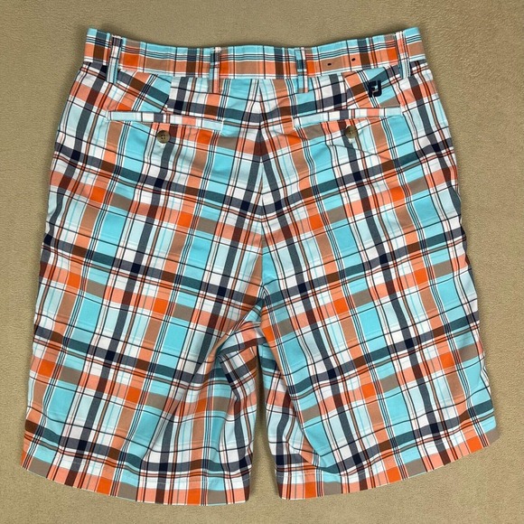 Footjoy Mens 32 Golf Shorts Multicolor Plaid Mid Rise Pockets Zipper Fly - Picture 12 of 13